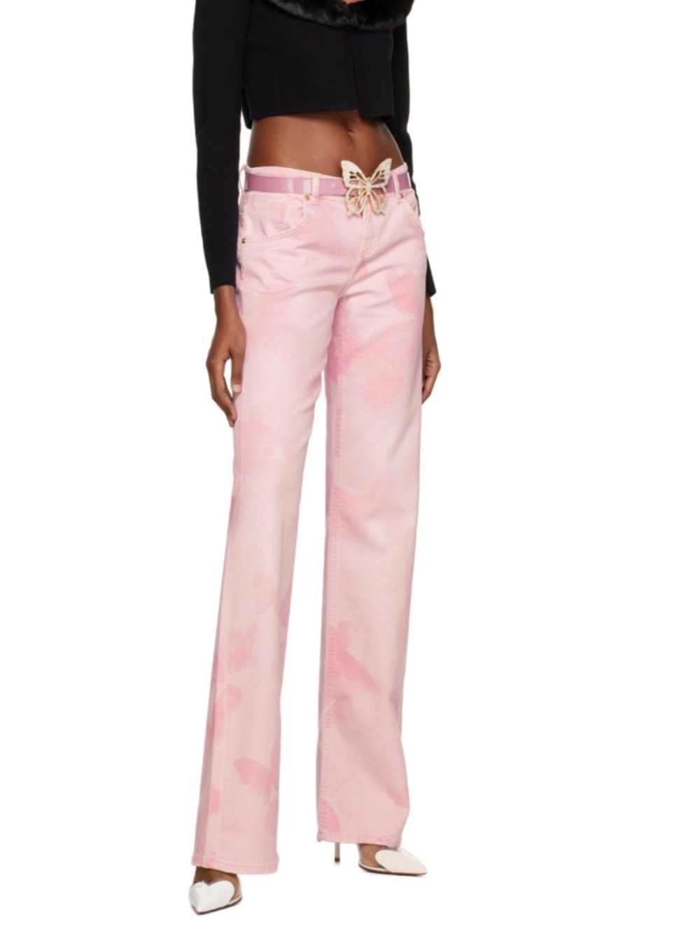 Blumarine Pastel Pink butterfly Jeans